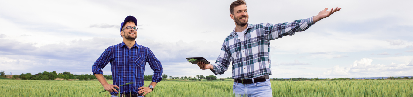 Men in field