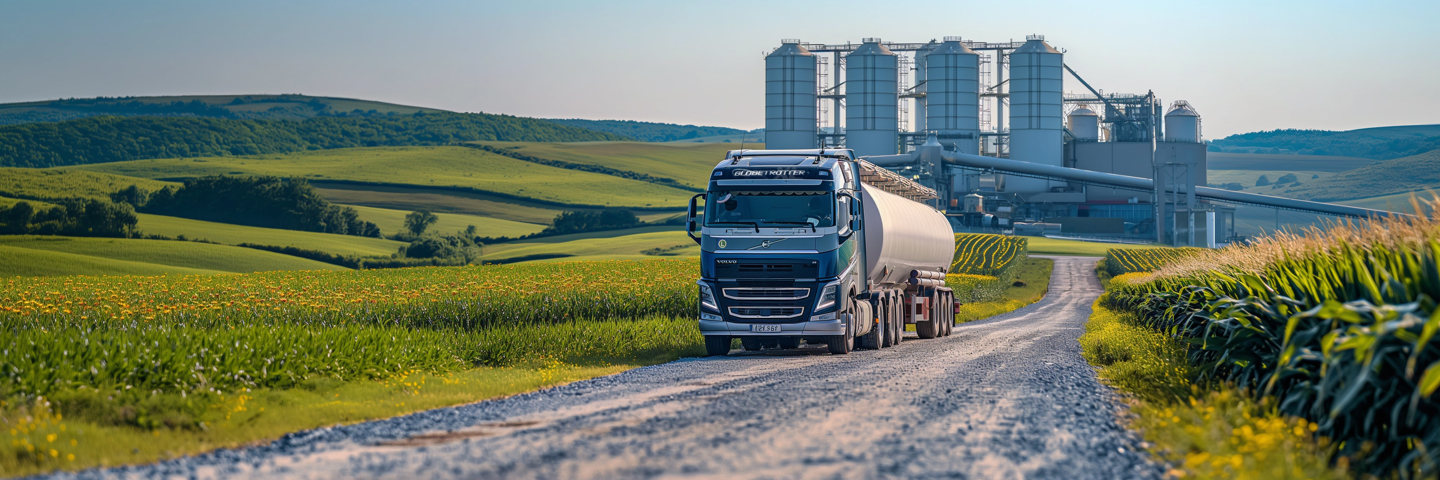 Truck op de weg productielocatie